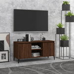 Mobile TV Gambe in Metallo Rovere Marrone 103,5x35x50 cm