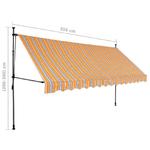 Tenda da Sole Retrattile Manuale con LED 350 cm Gialla e Blu