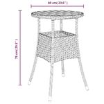 vidaXL Tavolo da Giardino Ø60x75cm Massello Acacia e Polyrattan Grigio