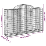 vidaXL Cesti Gabbioni ad Arco 11 pz 200x50x120/140 cm Ferro Zincato