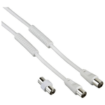 Hama-Cavo-antenna-M-F-con-adattatore-M-M-5-metri-85-dB-ferrite-bianco