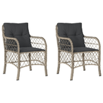 vidaXL Sedie da Giardino con Cuscini 2 pz Grigio Chiaro in Polyrattan