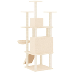 vidaXL Albero per Gatti con Tiragraffi in Sisal Crema 154 cm