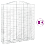 vidaXL Cesti Gabbioni ad Arco 3 pz 200x50x220/240 cm Ferro Zincato