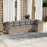 vidaXL Set Divano da Giardino 6 pz con Cuscini Beige in Polyrattan