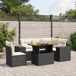 vidaXL Set Divano da Giardino 6 pz con Cuscini Nero in Polyrattan