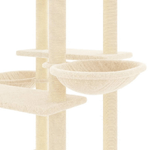 vidaXL Albero per Gatti con Tiragraffi in Sisal Crema 133 cm