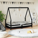 vidaXL Giroletto per Bambini Nero 80x160 cm in Legno Massello di Pino