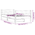 vidaXL Giroletto per Bambini con Cassetti Nero 80x160 cm Massello Pino