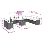 vidaXL Set Divani da Giardino 11 pz con Cuscini in Polyrattan Nero