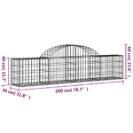 vidaXL Cesti Gabbioni ad Arco 3 pz 200x30x40/60 cm Ferro Zincato