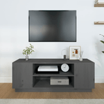 vidaXL Mobile Porta TV Grigio 110x35x40,5 cm in Legno Massello di Pino