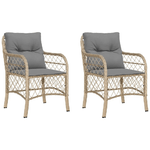 vidaXL Sedie da Giardino con Cuscini 2 pz Beige Misto in Polyrattan