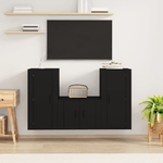 Set Mobili Porta TV 3 pz Nero in Legno ingegnerizzato