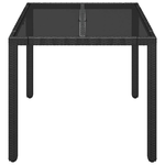 Tavolo da Giardino Piano in Vetro Nero 90x90x75 cm Polyrattan