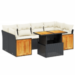 vidaXL Set Divani da Giardino con Cuscini 7pz Nero Polyrattan