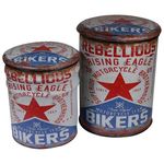 Set 2 Pouf in Pvc 35x35cm-H45cm con Decoro Bikers