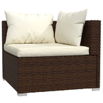 vidaXL Set Divani da Giardino 7 pz con Cuscini in Polyrattan Marrone