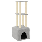 vidaXL Albero per Gatti con Tiragraffi in Sisal Grigio Chiaro 133,5 cm