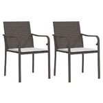 vidaXL Sedie da Giardino con Cuscini 2pz Marroni 56x59x84cm Polyrattan