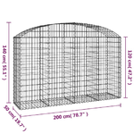 vidaXL Cesto Gabbione ad Arco 200x50x120/140 cm Ferro Zincato