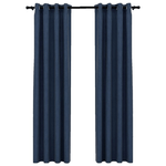 Tende Oscuranti Effetto Lino con Occhielli 2 pz Blu 140x245 cm