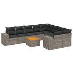 vidaXL Set Divano da Giardino 10 pz con Cuscini Grigio in Polyrattan