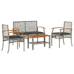 vidaXL Set Divani da Giardino 4 pz con Cuscini in Polyrattan Grigio