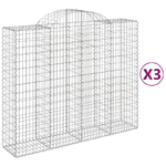 vidaXL Cesti Gabbioni ad Arco 3 pz 200x50x160/180 cm Ferro Zincato