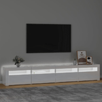 vidaXL Mobile Porta TV con Luci LED Bianco Lucido 240x35x40 cm