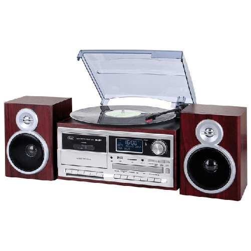 Trevi-GIRADISCHI-STEREO-DAB--25W-WIRELESS-USB-SD-AUX-IN-CASSETTA-ENCODING-TT-1072-DAB-LEGNO