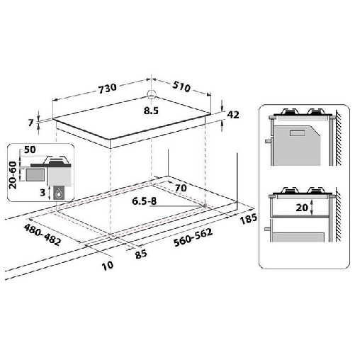 Whirlpool-GMAL-7522-IXL-Acciaio-inossidabile-Da-incasso-73-cm-Gas-5-Fornello-i-