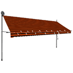 Tenda da Sole Retrattile Manuale LED 400 cm Arancione e Marrone