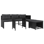 vidaXL Set Divani da Giardino 4 pz in Polyrattan Nero