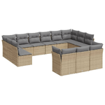 vidaXL Set Divano da Giardino 13 pz con Cuscini Beige in Polyrattan