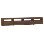 vidaXL Mobile Porta TV con Luci LED Rovere Marrone 240x35x40 cm