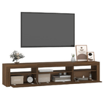 vidaXL Mobile Porta TV con Luci LED Rovere Marrone 195x35x40 cm