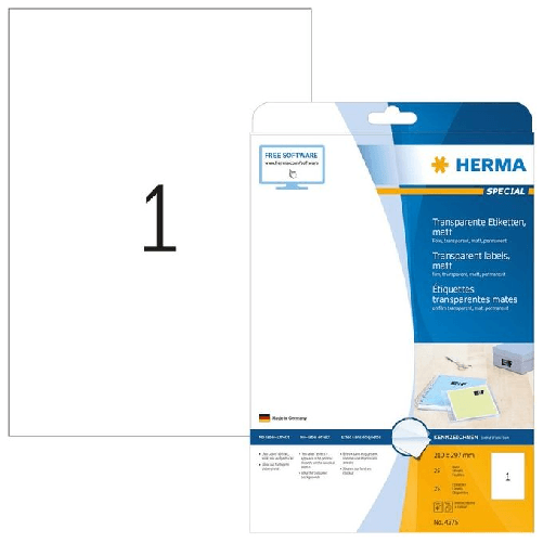 HERMA-4375-etichetta-per-stampante-Trasparente-Etichetta-per-stampante-autoadesiva