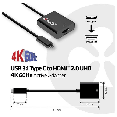 CLUB3D-USB-3.1-Type-C-to-HDMI-2.0-UHD-4K-60HZ-Active-Adapter