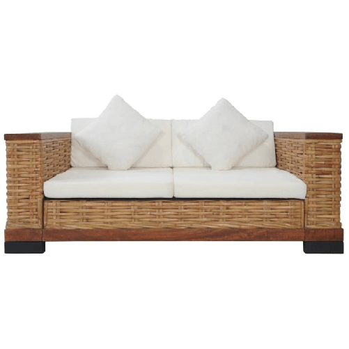 vidaXL Set di Divani 3 pz con Cuscini in Rattan Naturale Marrone