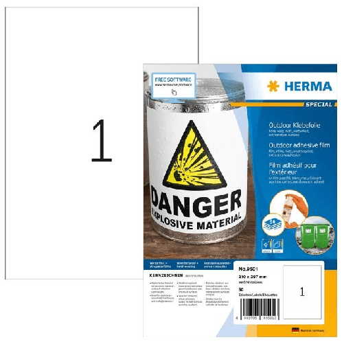 HERMA-9501-etichetta-autoadesiva-Rettangolo-Permanente-Bianco-50-pz