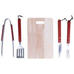 Set barbecue 4 utensili in acciaio e legnoe 1 tagliere in legno, BestBQ