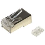 Link confezione 100 connettori 8 poli cat 5e schermato rj45 con inserto per cavo flessibile