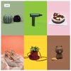 Orangemonkie-MS0702R-sfondi-per-foto-Polipropilene--PP--Immagine-Marrone-Verde-Pesca-Rosa-Giallo