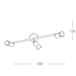 Applique faretti led orientabili soffitto spot alluminio attacco gu10x3