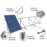 Morsetto centrale altezza 40/42/43mm alluminio per impianto fotovoltaico