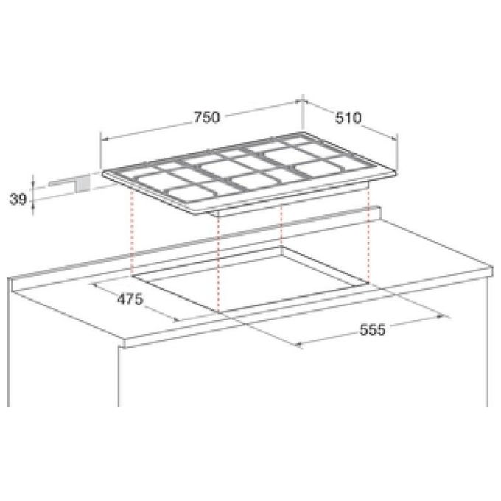 Hotpoint-PCN-752-T-IX-HA-Nero-Acciaio-inossidabile-Da-incasso-75-cm-Gas-5-Fornello-i-