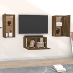 Set Mobili Porta TV 3 pz Rovere Fumo in Legno ingegnerizzato