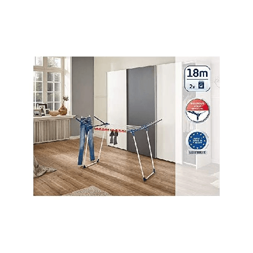 LEIFHEIT-Pegasus-180-Classic-Stendibiancheria-da-pavimento-Blu-Bianco