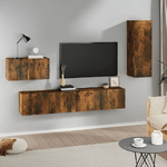 Set di Mobili Porta TV 4 pz Rovere Fumo in Legno Ingegnerizzato